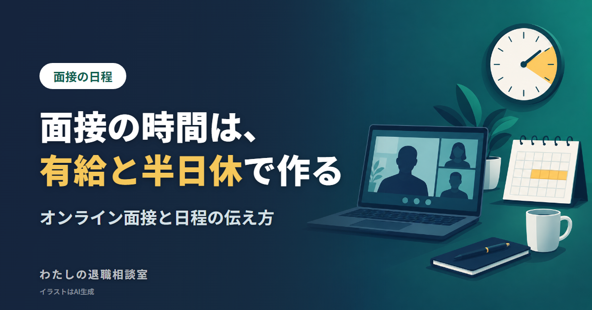 在職中に面接の時間を作る方法。有給休暇・半日休・オンライン面接と日程の伝え方